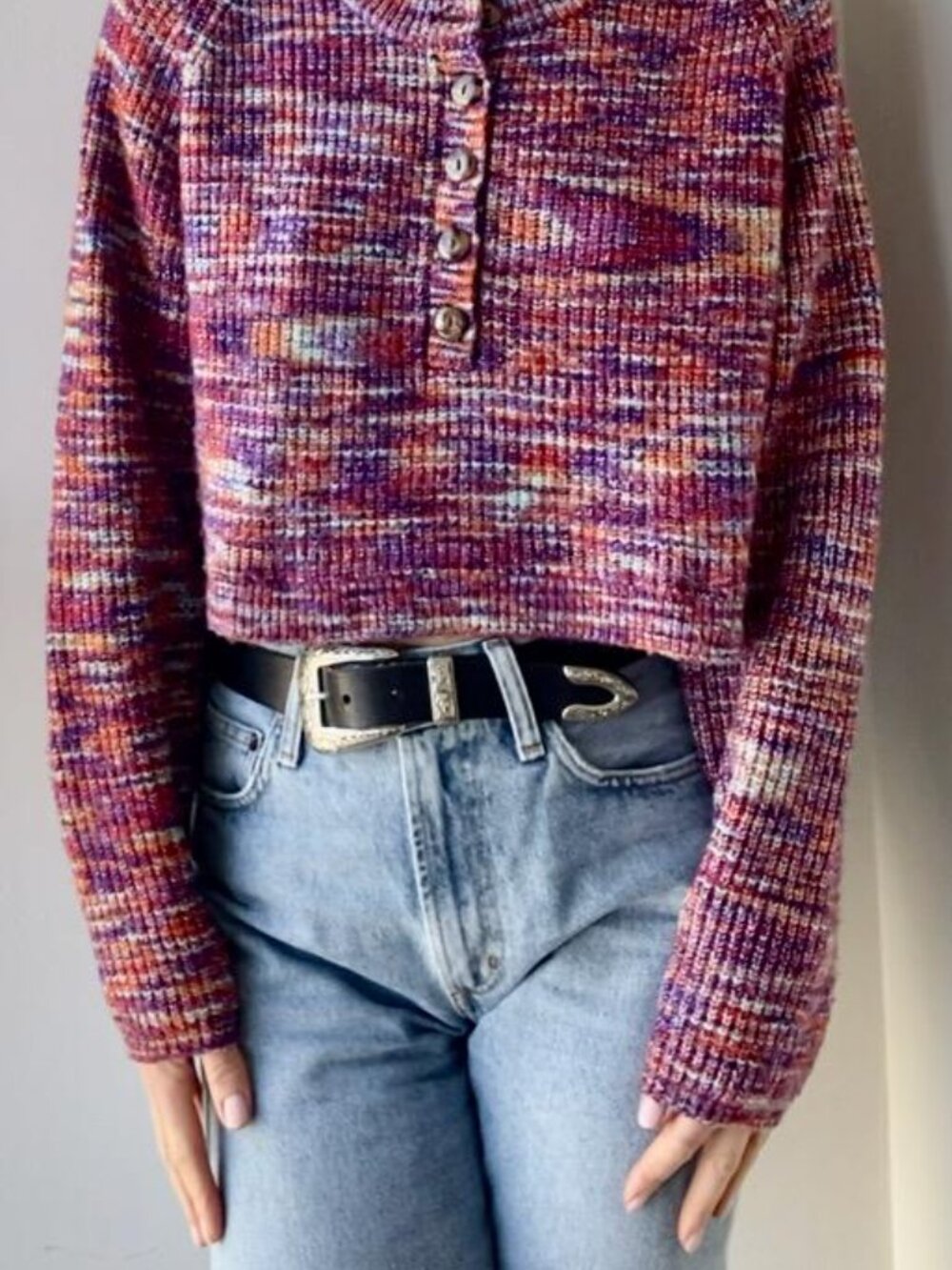 Purple (Multicoloured) BDG Urban Outfitters Long Sleeve Sweater- Semi Cropped- S